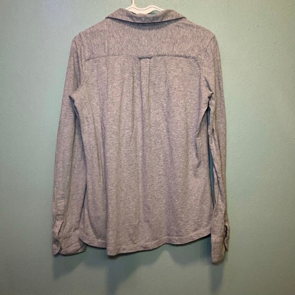 Fat Face Gray Heather Knit Button Down Shirt Long Sleeve US 6 Shimmer Top - Picture 8 of 9